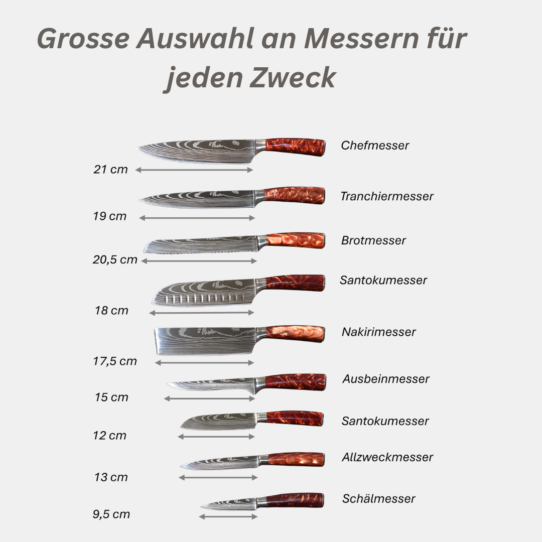 Chefino Damastmesser-Set 9 teilig