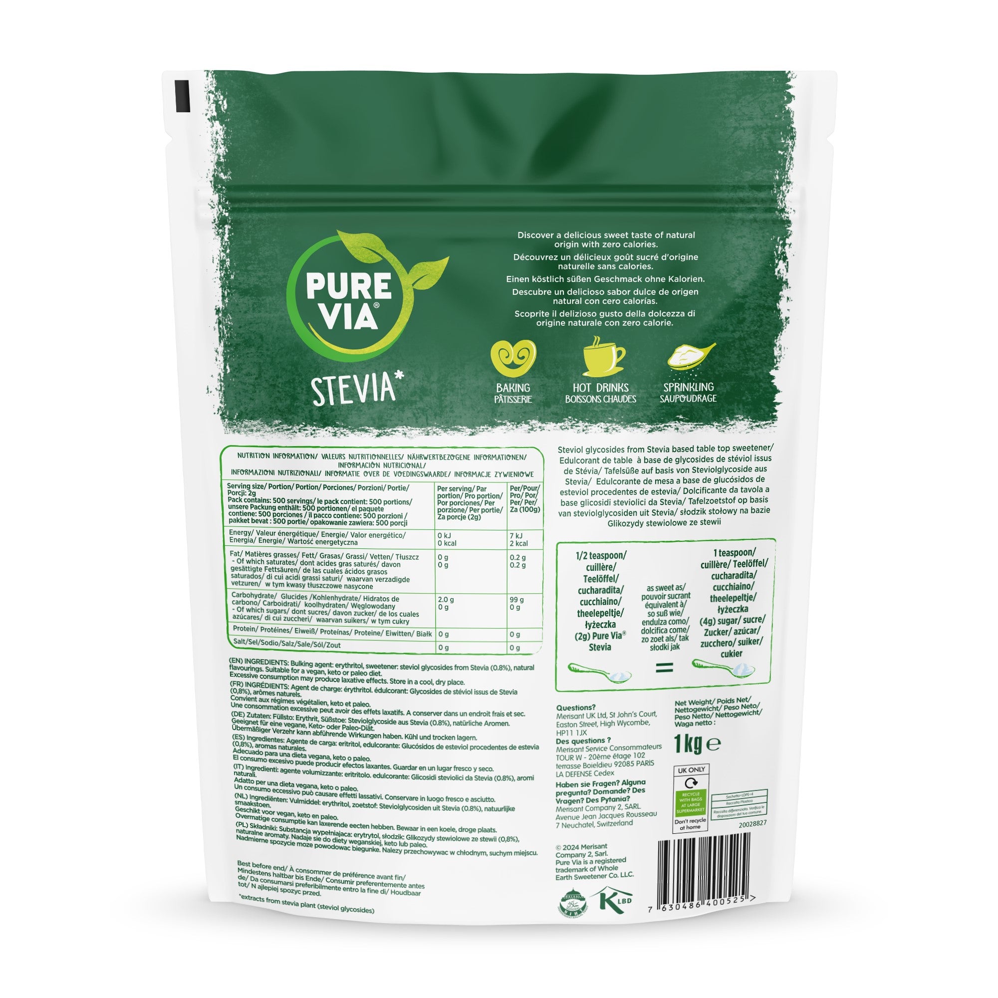 Pure Via Stevia Rückseite