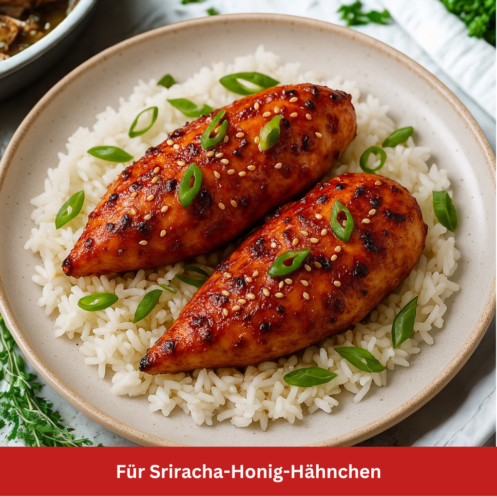 Sriracha Honig Hähnchen Stillife