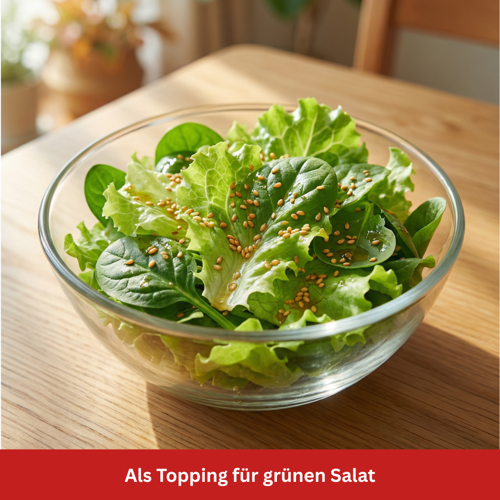 Yuzu Sesam Topping grüner Salat Stillife
