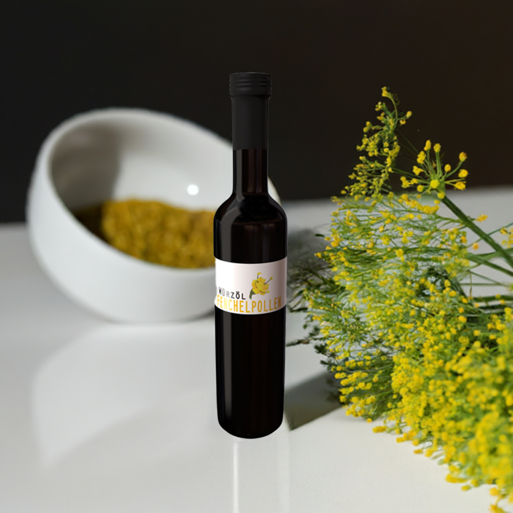Würzöl Fenchelpollen Stillife