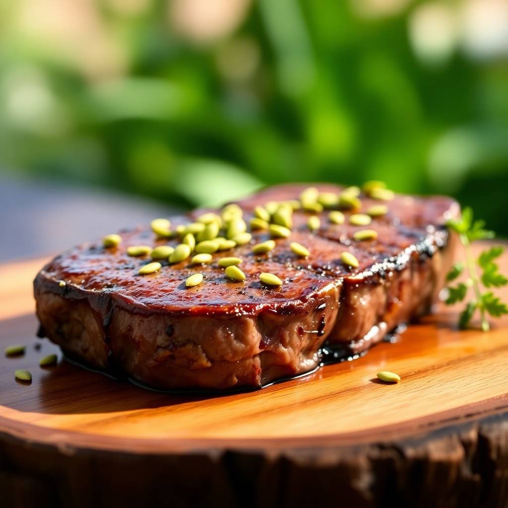 Steak mit Wasabi Sesam