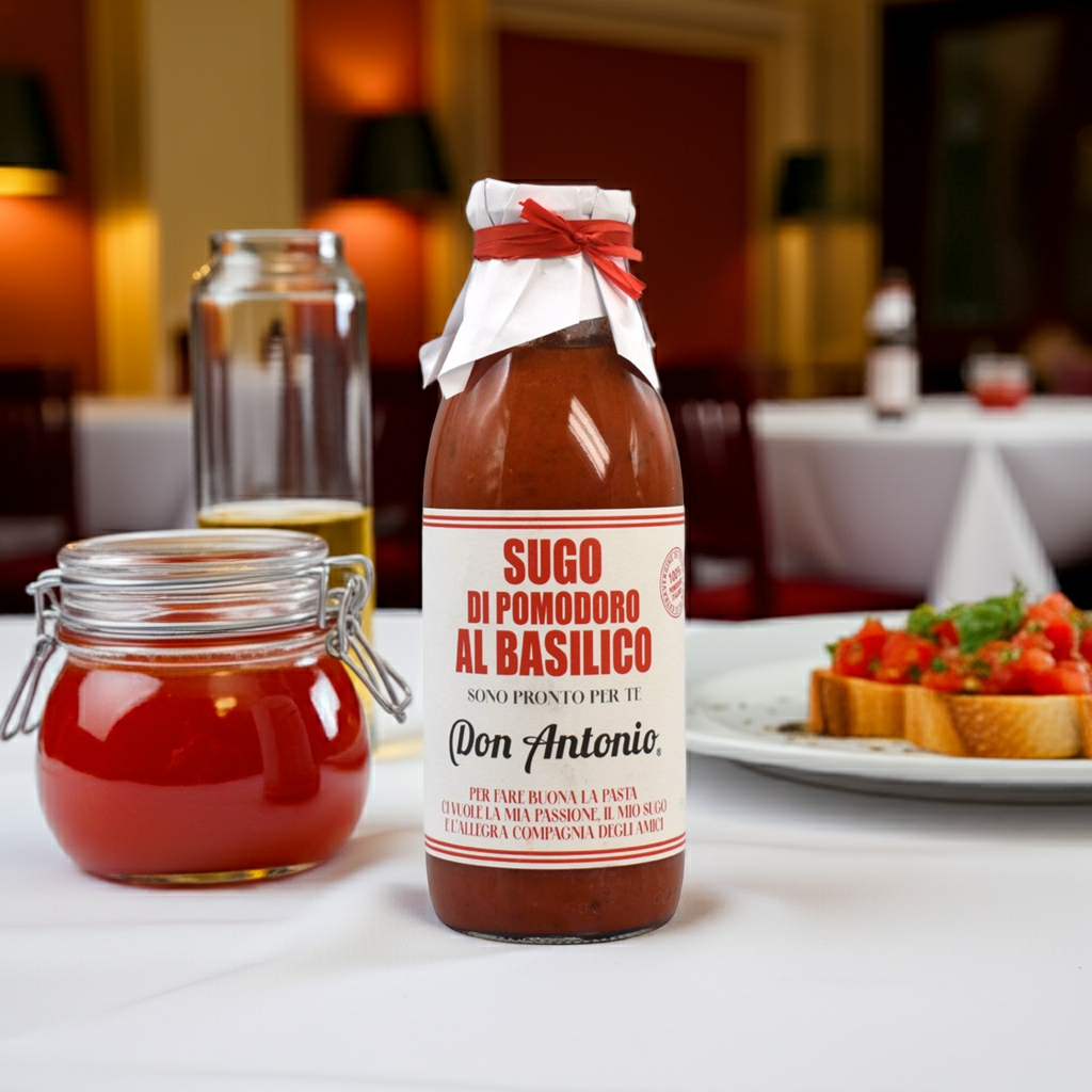 Tomatensauce mit Basilikum Stillife